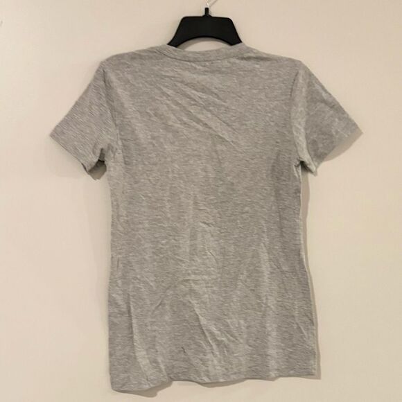 Adidas Women's Badge of Sport Logo Cotton T-Shirt Medium Grey Heather/Red, Top - Picture 10 of 10